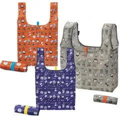 キャラクター かわいい スヌーピー レジバッグ サイズ お弁当 マチ広 ﾈｲﾋﾞｰ･ｵﾚﾝｼﾞ･ｸﾞﾚｰ バンド付き コンパクト 携帯 折畳み どちらか１つ 買い物バッグ エコバッグ SNOOPY