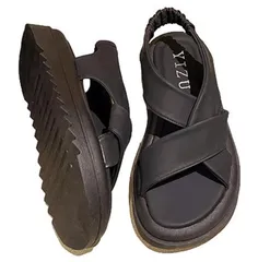 スポーツ ゴムストラップ 軽量 クロスベルト フラット 厚底 春夏 サンダル レディース [1/2style]