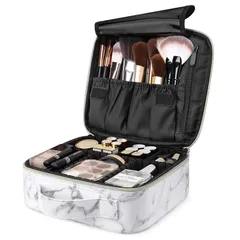 プロ用 メイクボックス Luxspire コスメボックス メイクブラシバッグ 化粧ポーチ コスメポーチ メイクポーチ 仕切り 持ち運び 防塵 收納 置き方調整可能 通勤・出張・旅行用 機能的收納 大容量 置き方が調整できる 衝撃吸収 化粧品収納 収納ケース 0