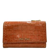 miu miu クロコダイル型押し 長財布 がま口 サーモンピンク - メルカリ