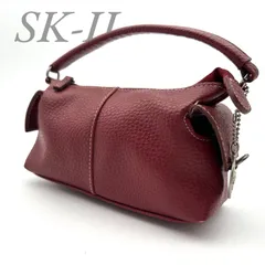 【B4480】 SK-II エスケーツー ハンドバッグ レザー レッド レディース コンパクト ポーチ シボ革 バラ ステッチ フルジップ ミニ