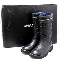 ヴィンテージ CHANEL ブーツ ネイビー 38 1/2サイズ ココマーク - メルカリ