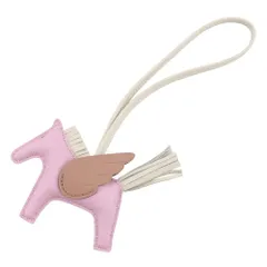 エルメス バッグチャーム ロデオPM ペガサス モーヴシルベストル/クレ/チャイ ラムスキン Z刻印