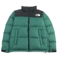 美品○THE NORTH FACE ザ・ノースフェイス ND92335 Nuptse Jacket ヌプシジャケット ロゴ刺繍 フード入り スタンドカラー リサイクルダウン ダウンジャケット グリーン系 M 正規品 メンズ