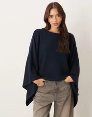 エイソス レディース アウター ニット・セーター ケープデザイン キャップ ケープ ニット ASOS DESIGN knit cape Navy ネイビー