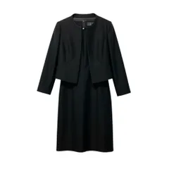 12b19《美品》 LANVIN ランバン 東京ソワール社製 ブラックフォーマル ジャケット ワンピース 冠婚葬祭 34 ブラック レディースu02tのサムネイル
