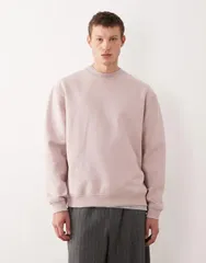 エイソス メンズ アウター パーカー・スウェット スウェット シャツ ASOS DESIGN essentials sweatshirt in light Shadow gray グレー