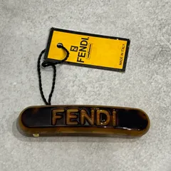 FENDI フェンディ ヘアバレッタ ヘアクリップ べっ甲風 ブラウン 茶 ゴールド金具 ロゴ レディース ヘアアクセサリー 髪留め MADE IN ITALY