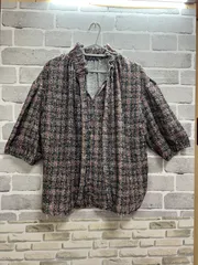 【H4-02】△ OPAQUE.CLIP　36/Sサイズ　ツイードライク ボウタイブラウス　多色　チェック柄