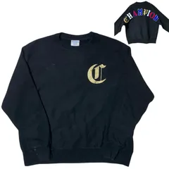 チャンピオン リバースウィーブ カレッジロゴ ワンポイント 刺繍ロゴ カラフル アーチロゴ ゴールド ラメ GOLD XL ブラック 黒 トレーナー 定番 スウェット レディース ユニセックス メンズ 古着 長袖 CHM