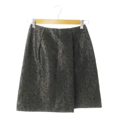 ボールジー BALLSEY トゥモローランド スカート 台形 ミニ ジャガード 花柄 光沢感 小さいサイズ 34 黒 ブラック /AO24