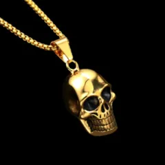 【N034】ネックレス　メンズ　レディース　ゴールド　シルバー　ブラック　黒　骸骨　スカル　ドクロ　アクセサリー　ファッション　お洒落