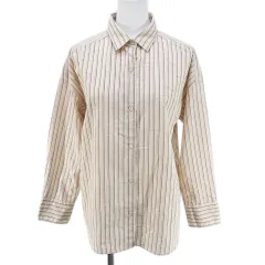 シップス SHIPS ストライプ柄 長袖 シャツ ブラウス ONE SIZE ベージュ系 ボタン
