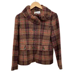 Scapa(スキャパ) ジャケット サイズ40美品  - ボルドー×カーキ×マルチ チェック柄