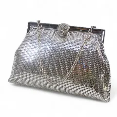 手提げ ハンドバッグ ショルダーバッグ チェーン メタルビーズ ビーズ シルバー 