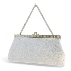 ビーズバッグ ハンドバッグ ホワイト 白系 手提げ