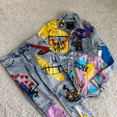 REASON CLOTHING リーズン　デニムセットアップ　ペイント加工　サイズLのサムネイル