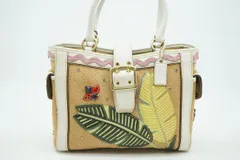 コーチ ハンドバッグ トート レディバグボクシー 4439 てんとう虫 ターンロック かご ストロー レザー 白 ホワイト COACH 5164h