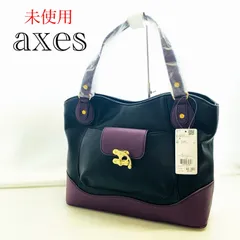 未使用 axes femme アクシーズ ファム 配色切替デザインA4トート バッグ VA614X14 ブラック パープル  レディース 鞄のサムネイル