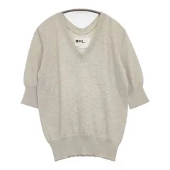 MHL. 595-8262502 ウールコットン イタリア製 Vネック セーター ニット グレージュ レディース エムエイチエル【中古】6-0205M∞