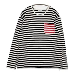 marimekko ポケット付き ボーダー 長袖Ｔシャツ カットソー ロンＴ ブラック ホワイト レディース マリメッコ【中古】6-0205M∞