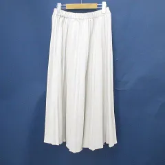 アズノウアズ as know as plus ロング丈 プリーツスカート スカート スエード調 F 白系 ホワイト ストレッチ 無地 Q50085-3
