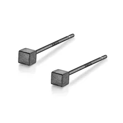 ピアス シルバー Silver925 四角 クール 超極小 約2mm 小さい 小さめ 小ぶり ミニサイズ シンプル (マット・ブラック) 0