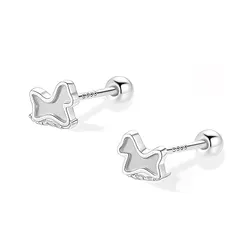 TALONIA ピアス つけっぱなし レディース 999シルバー 金属アレルギー対応 小さめ セカンドピアス 小馬 デザイン 可愛い 誕生日プレゼント ギフト プラチナメッキ 日常 プランクトン シンプル 1