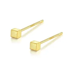 ピアス シルバー Silver925 四角 クール 超極小 約2mm 小さい 小さめ 小ぶり ミニサイズ シンプル (マット&イエローゴールド) 0