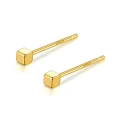 ピアス シルバー Silver925 四角 クール 超極小 2mm 小さい 小さめ 小ぶり ミニサイズ シンプル (イエローゴールド) 0