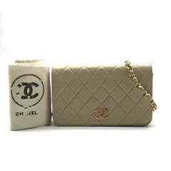 良品 CHANEL シャネル マトラッセ ココマーク ラムスキン プッシュロック チェーン ショルダー バッグ ベージュ レディース 鞄 k7294