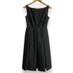 美品 Sybilla シビラ ひざ丈 ノースリーブ プリーツワンピース M ブラック レディース 古着 中古 USED