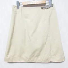 BURBERRY BLUE LABEL バーバリーブルーレーベル ノバチェック ひざ丈 ラップスカート 38 ベージュ レディース 古着 中古 USED