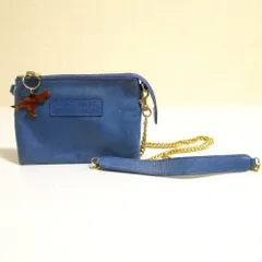SOPHIE HULME for MUSEUM ソフィーヒュルム レザー 恐竜チャーム 2way チェーン ショルダーポーチ 小物入れ ブルー レディース 古着 中古 USED