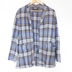 美品 PENDLETON ペンドルトン チェック柄 リネンコットン オープンフロント ショールカラージャケット サイズF ブルー レディース 古着 中古 USEDのサムネイル