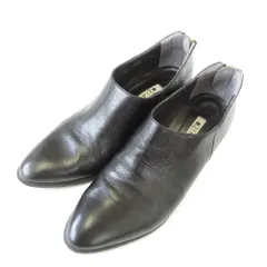 DIANA ダイアナ レザー チャンキーヒール ブーティー 23.5cm ブラック レディース 古着 中古 USED