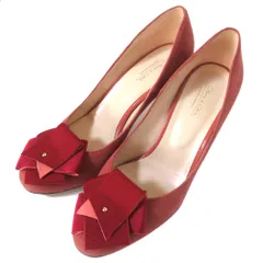 美品 ODETTE E ODILE オデットエオディール ユナイテッドアローズ リボンモチーフ ハイヒール スエード パンプス 24.5cm レッド系 レディース 古着 中古 USED