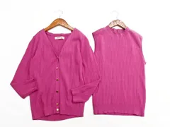 Apuweiser-riche アプワイザーリッシェ リブ アンサンブル カーディガン size2/ピンク ◇■ レディース