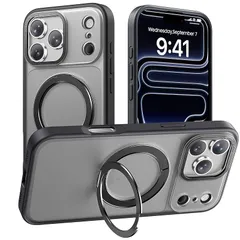 【新品】 【多機能360度回転スタンド】Mcoifull iPhone 17 Pro Max との互換性あり ケース マグネット搭載 ワイヤレス充電 耐衝撃 マット感 半透明 指紋防止 アジャスタブルスタンド アイフォン17プロマックスケース くろ