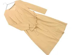 UNTITLED アンタイトル ウール100% Vネック ウエストリボン ワンピース size2/ベージュ ◇■ レディース