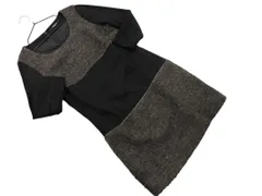 VICKY ビッキー PREMIUM ウール混 ドッキング ワンピース size2/黒ｘグレー ◇■ レディース