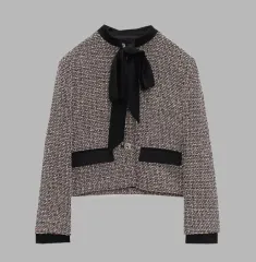 ZARA リー リボンスクエアストラクチャーブレーザーツイード ジャケット XS