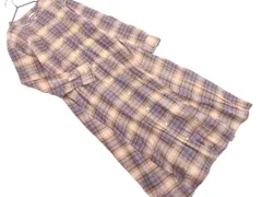 URBAN RESEARCH Sonny Label アーバンリサーチサニーレーベル チェック バンドカラー ロング シャツ ワンピース sizeF/ベージュｘ青 ◇■ レディース