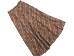 GEORGES RECH ジョルジュレッシュ ウール100% チェック ロング スカート size38/ブラウン ◇■ レディース