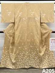 m635 しょうざん　柿渋染め　生紬　雪輪　全通　正絹　袋帯　スリーシーズン m635 しょうざん 柿渋染め 生紬 雪輪 全通 正絹 袋帯 スリーシーズン