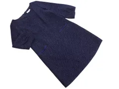 NATURAL BEAUTY BASIC ナチュラルビューティーベーシック ウール混 Iライン ワンピース sizeL/黒ｘ紺 ◇■ レディース