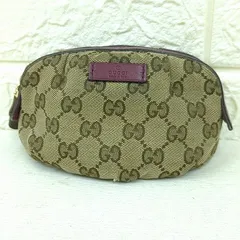 GUCCI グッチ GG柄 ポーチ キャンバス パープル ブラウン イタリア製