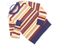 TOMMY HILFIGER トミーヒルフィガー ウール100% ボーダー ニット セーター sizeS/ベージュｘ紺 ◇■ メンズ