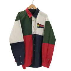 トミーヒルフィガー TOMMY HILFIGER 90S SAILING GEAR ロゴ ワッペン クレイジーパターン L/S シャツ メンズ import：XL 