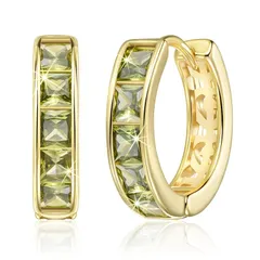 Linawe フープピアス 軟骨 レディース、ピアス リング 金、かわいい ジュエリー、グリーン ピアス ゴールド、ペリドットイヤリング ボールピアス 可愛い 1